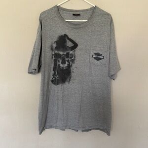 Harley Davidson Gray T-Shirt Mens 2XL Fort Bragg Fayetteville, N.C. Front Pocket